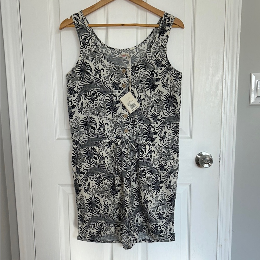 Faherty Navy and White Floral Romper